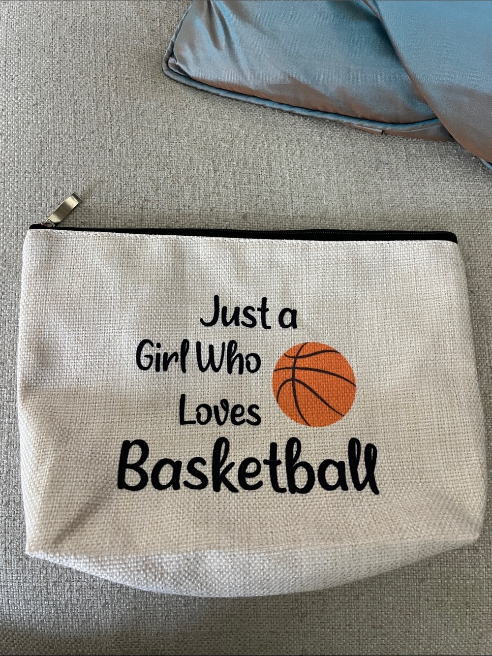 Just a Girl Who Loves Basketball Canvas Pouch makeup bag purse